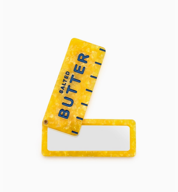 Swing-Hinge Folding Compact Mirror Butter Stick in Yellow