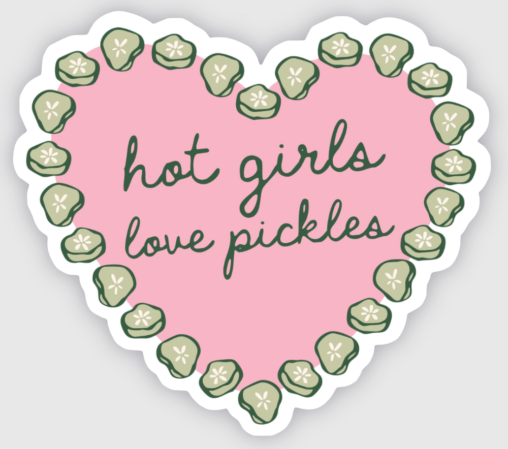 Hot Girls Like Pickles Heart Coquette Sticker