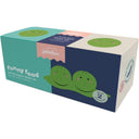 Funny Food product packaging of pea-shaped salt and pepper shakers with cartoon faces on a white background