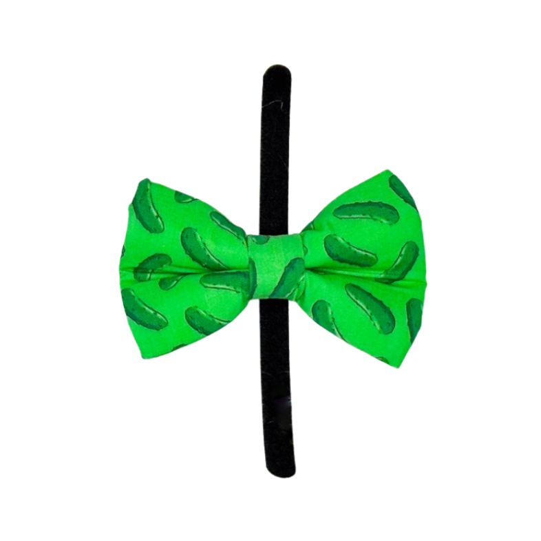 Green Pickle Print Pet Bow Tie