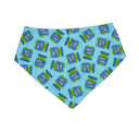 Blue bandana with pickle jar pattern on a white background.