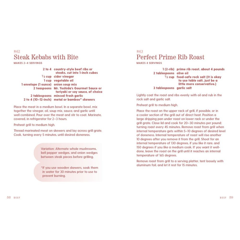 Two recipes printed on a white background