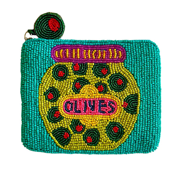 Beaded Olive Coin Purse