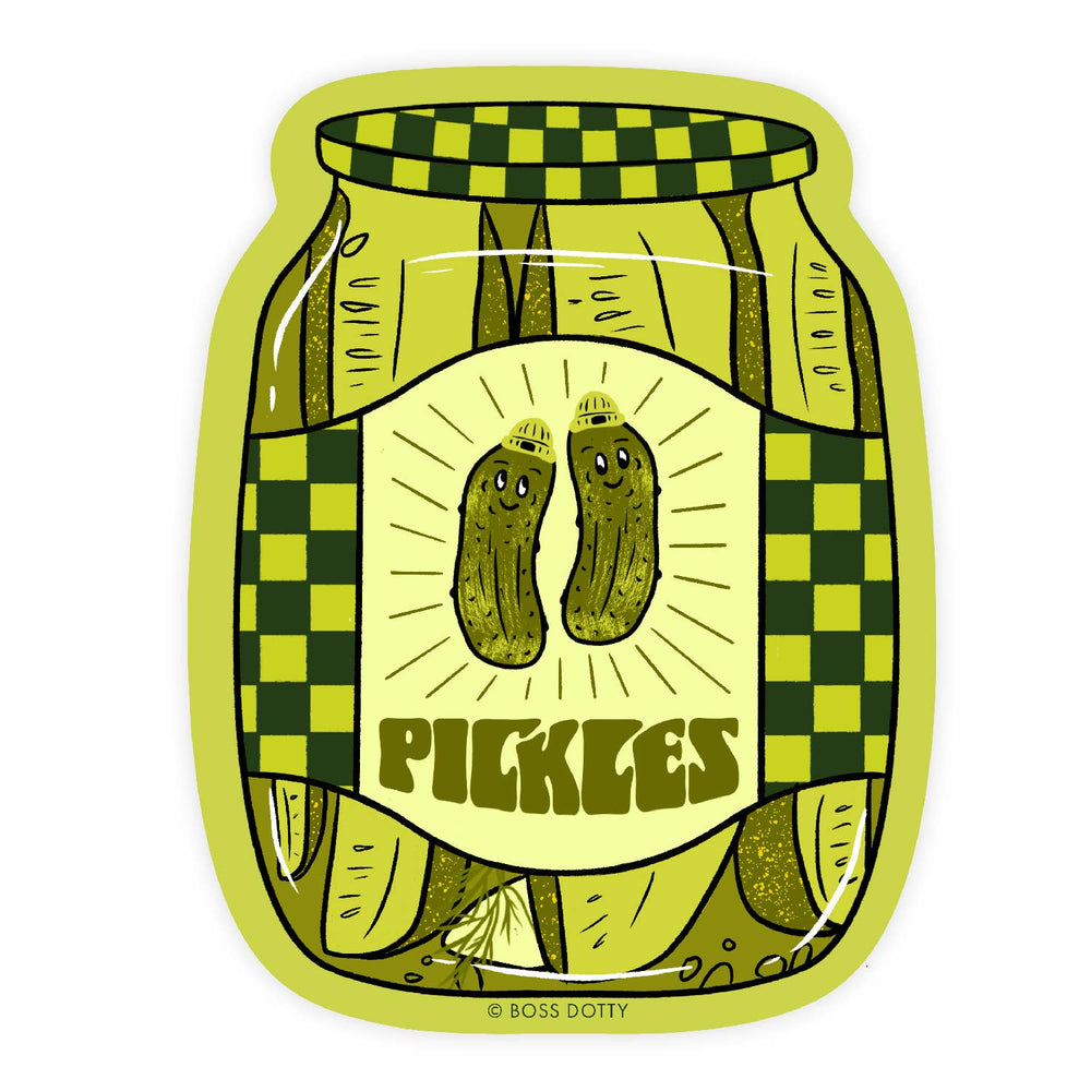 Checkered Pickle Jar Sticker