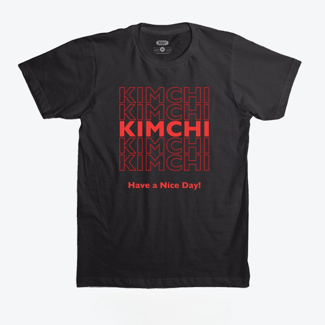 【t】タキマキ着用thefrankieshopフランキーショップパッチワー Kimchi: Have A Nice Day T-Shirt - Black