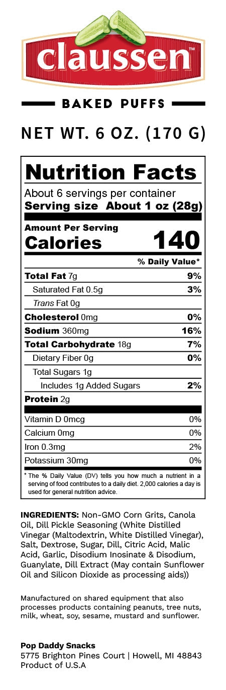 Claussen Dill Pickle Baked Puffs 6oz