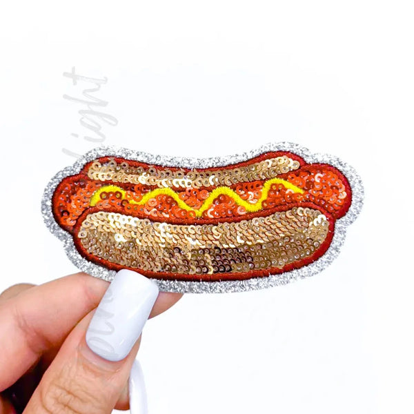 Hot Dog Sequin Patch